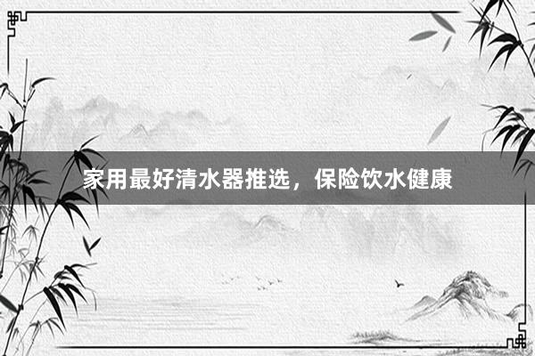 家用最好清水器推选，保险饮水健康
